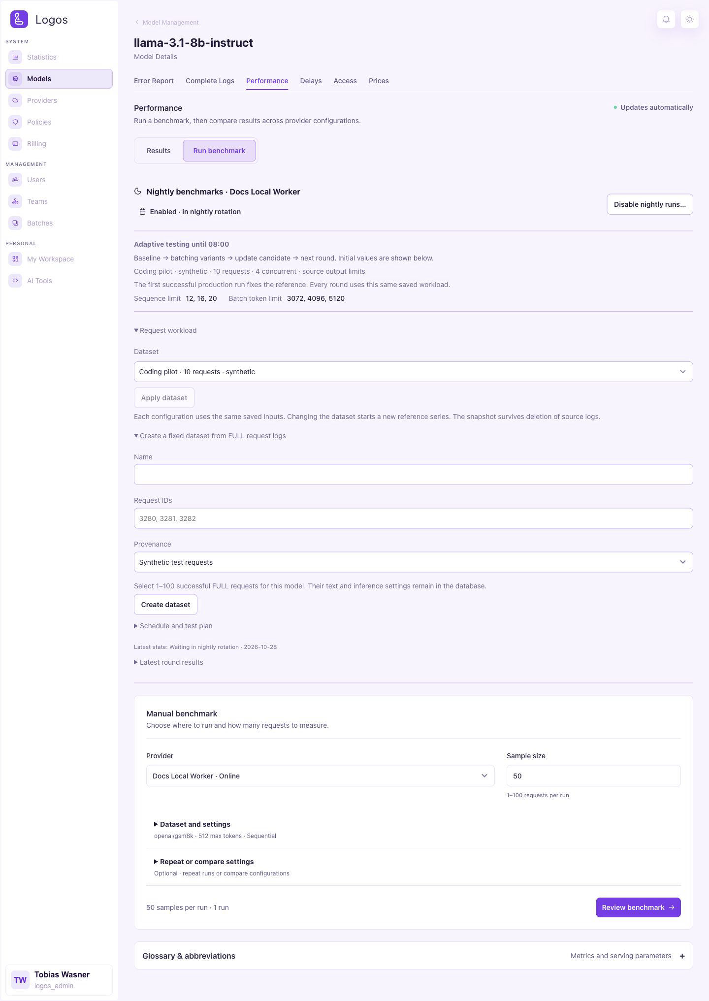 Create a fixed request dataset